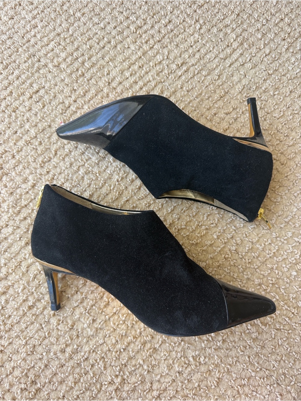 Ted Baker Black Suede Pointed-Toe Ankle Booties - Women's size 6.5